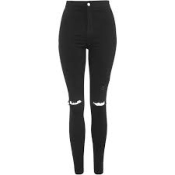 TOPSHOP MOTO Black Ripped Joni Jeans - Picture 3 of 3